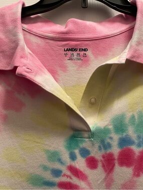 Lands End Plus 3X Cotton Pique Tie Dye Polo Shirt, NWT.